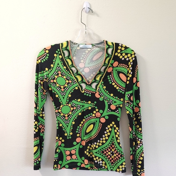 Emilio Pucci Geometric Print Long Sleeve Top - Picture 2 of 6